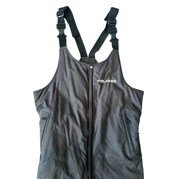Vintage Polaris Men’s L Black Ski Bib Snowsuit Adjustable Straps Snowmobile - Picture 3 of 16